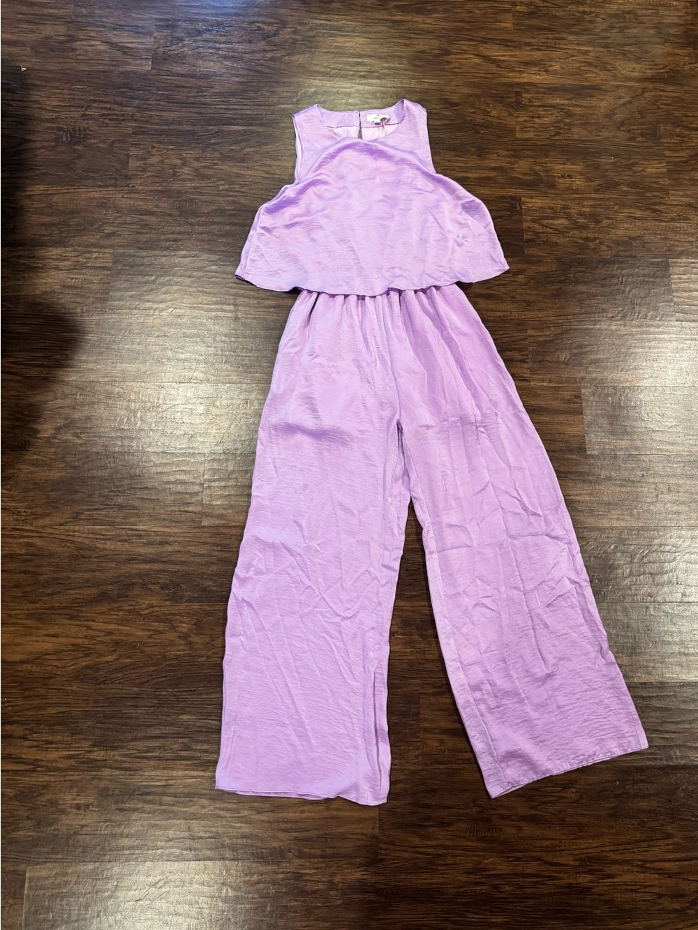 entro Lavender Sleeveless Layered Wide-Leg Jumpsuit